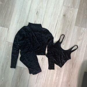 Lululemon Athletica Black Velvet Leggings Set